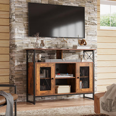 WLIVE TV Stand 55 inch TV, Tall Entertainment Center with Storage, Farmhouse Industrial TV Console for Bedroom Living Room, Rustic Brown