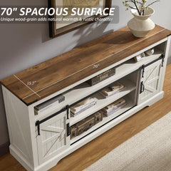 OKD 70" Farmhouse TV Stand for TVs up to 80", Antique White