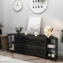EXOTICA Corner TV Stand for 55" TV with Drawer & Power Outlet, Brown