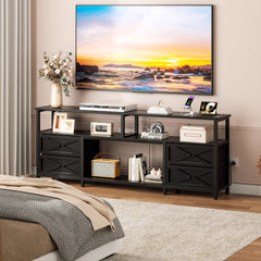 JUSTOGO TV Stand with Drawers for 65 70 75 Inches TV, Entertainment Center