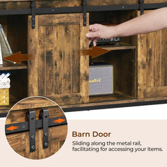 Yaheetech Farmhouse TV Stand for 55 Inch, Sliding Barn Door, Rustic Brown
