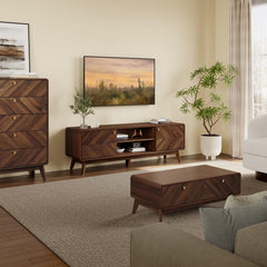 LuxenHome 63" Mid Century Modern TV Stand for Living Room for TVs up to 65"