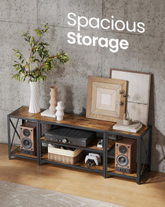 VASAGLE Farmhouse TV Stand for TVs up to 65 Inches, Entertainment Center with Storage Cabinets and Sliding Barn Doors, Media Console Table for Living Room, Honey Brown ULTV535K101