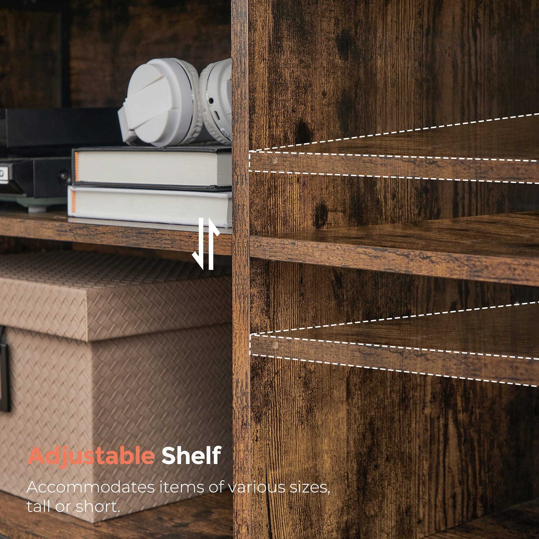 VASAGLE TV Stand, Farmhouse Entertainment Center with Storage Cabinets