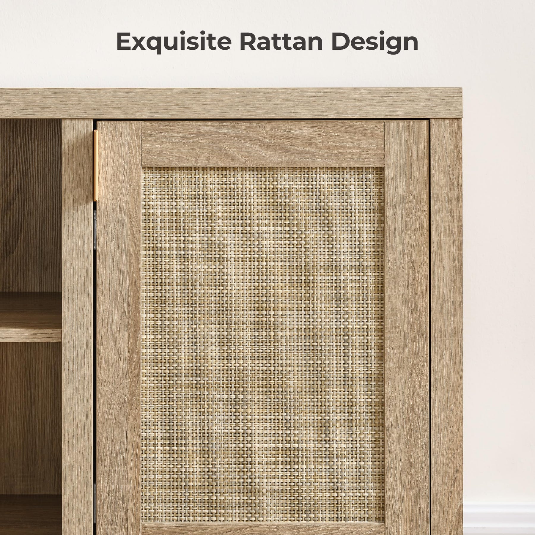 SICOTAS TV Stands for Living Room 59" Rattan TV Console with Storage