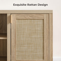SICOTAS TV Stands for Living Room 59" Rattan TV Console with Storage