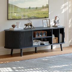 ChooChoo 54" Mid Century Modern TV Stand with Fluted Sliding Doors