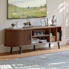 ChooChoo 54" Mid Century Modern TV Stand with Fluted Sliding Doors