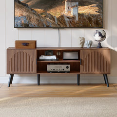 ChooChoo TV Stand with Open Shelves for 65 Inch TVs, Mid Century