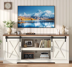 AMERLIFE 66" TV Stand for Living Room, Entertainment Center, Brown