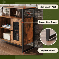 WLIVE TV Stand 55 inch TV, Tall Entertainment Center with Storage, Farmhouse Industrial TV Console for Bedroom Living Room, Rustic Brown