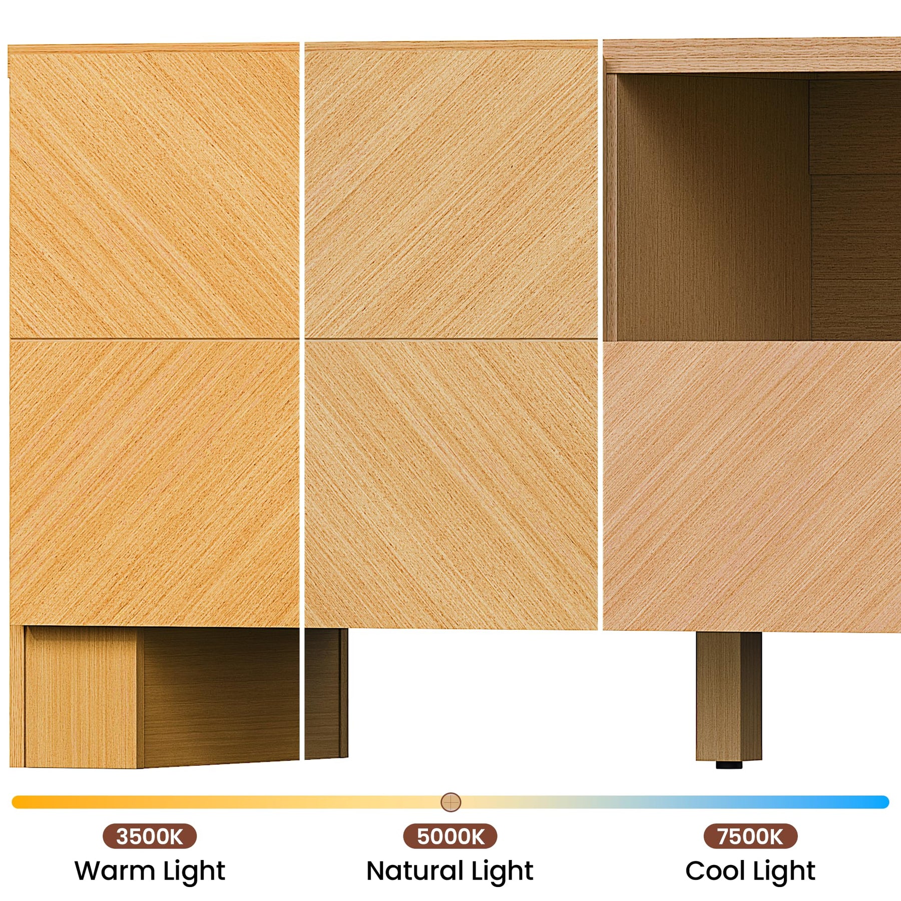 ModernMate 70" Modern TV Stand for TVs Up to 80 Inch, Wood Entertainment Center with Outlet and Storage Cabinet, Chevron Pattern TV Console with Adjustable Shelve for Living Room, Bedroom, Natural Oak