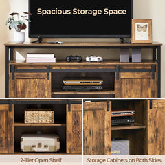 Yaheetech Farmhouse TV Stand for 55 Inch, Sliding Barn Door, Rustic Brown