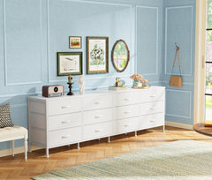Huuger 70 Inch Dresser for Bedroom, TV Stand for 65, 75, 80 Inch TV, 12 Fabric Drawer Long Dresser, Large Entertainment Center for Bedroom, Wide Chest of Drawer with Storage, Rustic Brown
