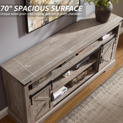 OKD 70" Farmhouse TV Stand for TVs up to 80", Antique White