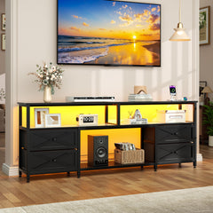 JUSTOGO TV Stand with Drawers for 65 70 75 Inches TV, Entertainment Center