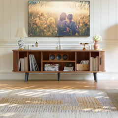 ChooChoo 54" Mid Century Modern TV Stand with Fluted Sliding Doors