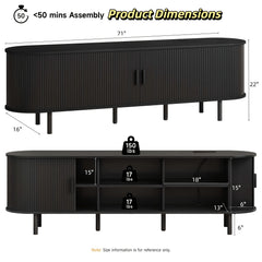 PAZCASA Wide Large TV Stand, Available in 86-inch/70.8-inch/55-inch Sizes, with Power Outlets, Suitable for 90-inch TVs. Sturdy and Durable Entertainment Center Featuring Adjustable Shelves, Sliding Doors, and Ample Storage Space. Modern Media