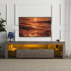 Rustic Brown Wood TV Stand for 75-Inch TV, Farmhouse Entertainment Center with Large Drawers And Open Shelves, Modern Industrial Media TV Console Cabinet for Living Room Bedroom
