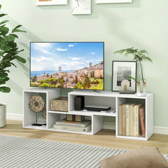 COSTWAY 2pcs Adjustable TV Stand for Tvs Up to 55 Inch, Free Combination Entertainment Center, Modern TV Table with Storage Cubes, Gaming Media TV Console for Living Room, Black/White