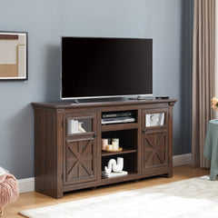 Large Modern Farmhouse Barn Door TV Stand & Media Console - Espresso Entertainment with Barn Doors, Wide Cabinet Suitable for, Home Theater, Rustic Furniture, Ample Storage Space