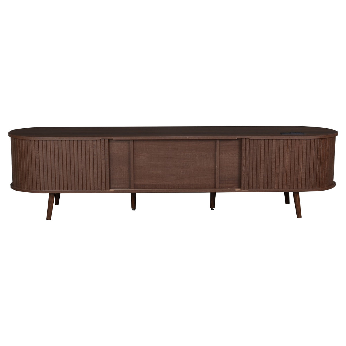 70 Inch Mid Century Modern TV Stand, TV Stand for 80 Inch TV, TV Stand with Tambour Doors, Drawers and Power Outlet, TV Consoles for Living Room, Bedroom