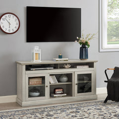 Contemporary TV Media Stand Modern Entertainment Console for TV Up to 65' with Open and Closed Storage Space, Stone Gray, 60'W*15.75'D*29'H