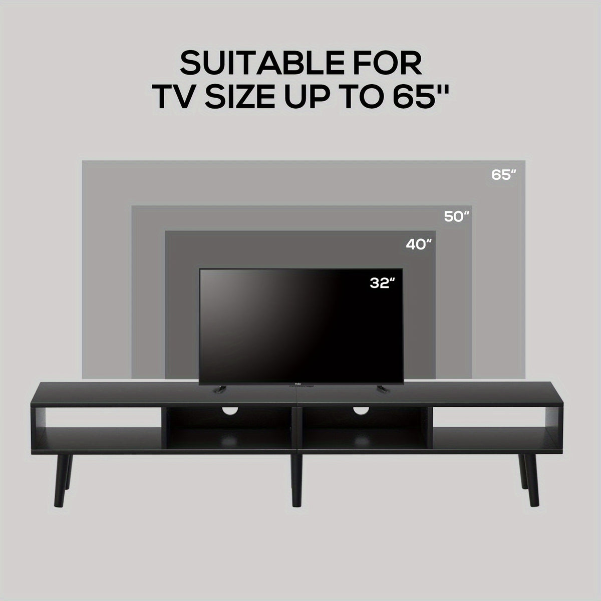 59" TV Stand for 30"-65" TV with Open Shelf