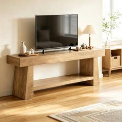 63 Inch Farmhouse TV Stand, Entertainment Center with 2 Tier Shelf for 55 to 75 Inch TVs