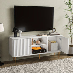Mid Century Modern TV Stand For 55/60/65 Inch TV, 55" Fluted TV Stand, Entertainment Center With Storage, Television Stands, TV Console, Media Console For Living Room, Bedroom