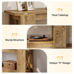 63-Inch Farmhouse TV Stand for TVs up to 70 Inches, Rustic Media Console with 2-Tier Open Storage