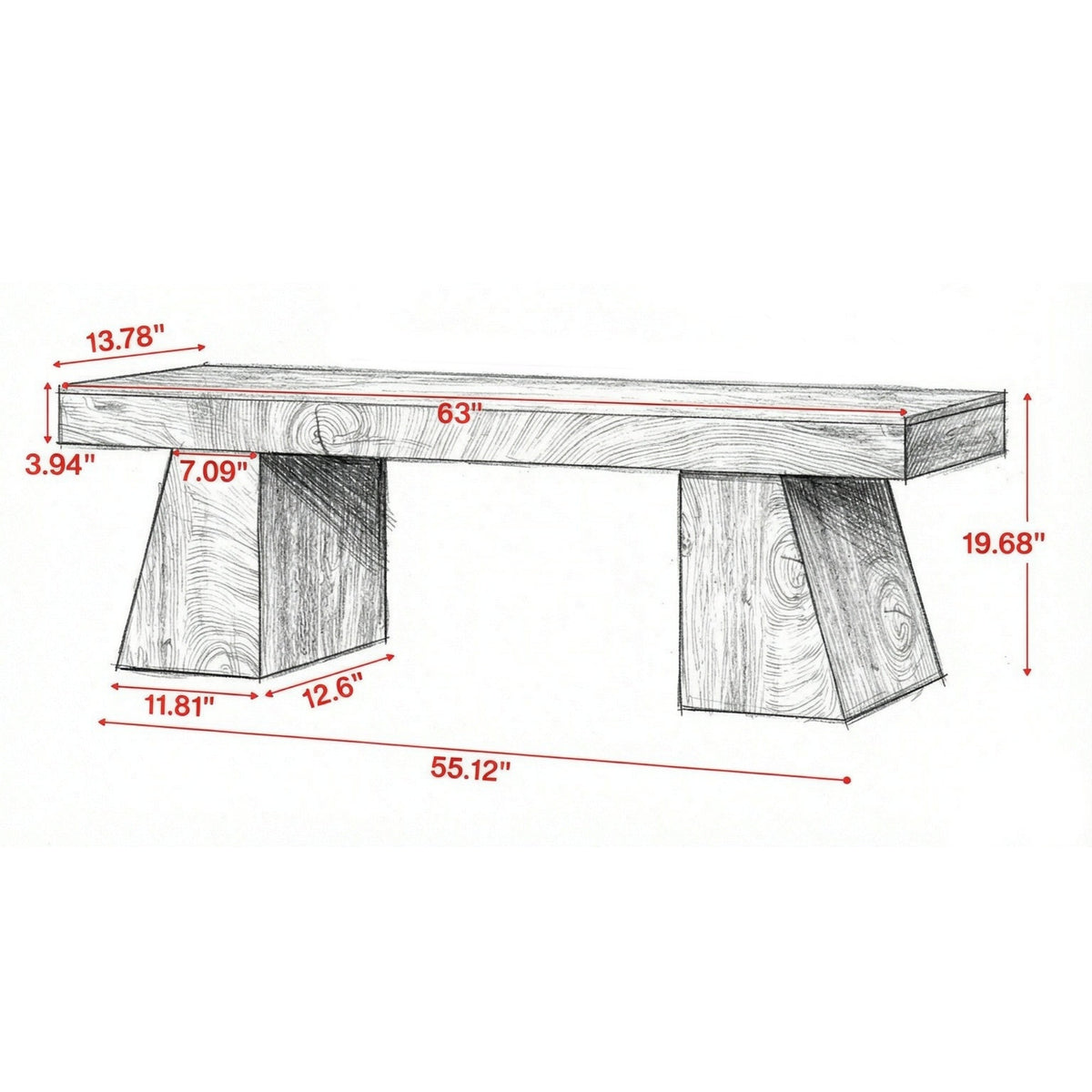  ﻿ 63 Inch Farmhouse TV Stand with Geometric Pedestal Base for 55 to 75 Inch TVs