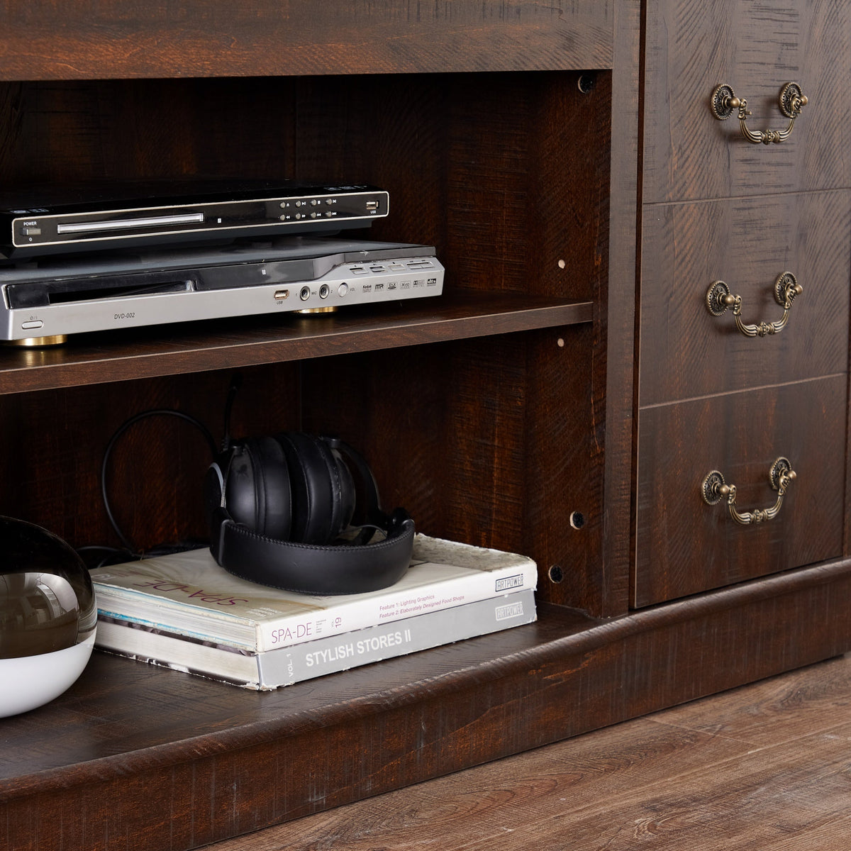 Retro TV Stand with Storage for TVs up to 65'', Mid Century Modern TV Stand & Entertainment Center with Shelf,TV Stand for Media,TV Console Table for Living Room Espresso 60"W*15.75"D*34.25"H