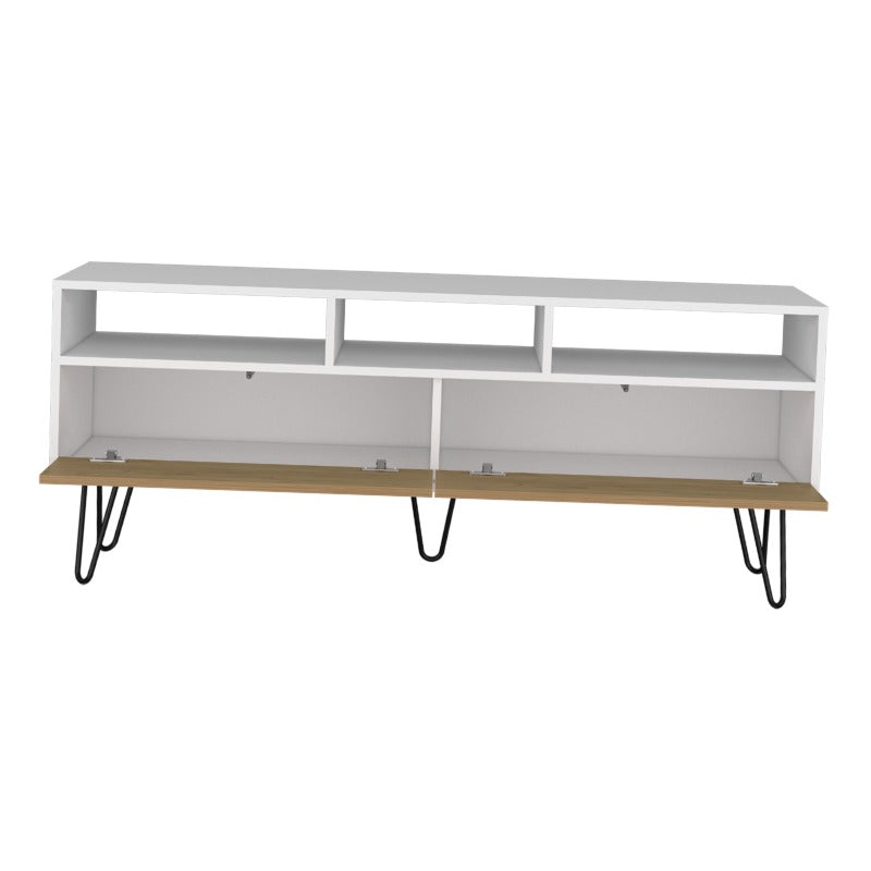 Modern TV Stand with 2 Doors and 3 Adjustable Shelves Designed for Living Room Entertainment Center Features Sturdy 5Leg Base for Stability Compact SpaceSaving Layout Ideal for Cable Management and Secure Device Storage