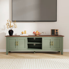 63 Inch TV Stand for TVs Up to 75", Farmhouse Entertainment Center with Storage, Wood TV Console with Cabinet, Under TV Cabinet for Living Room