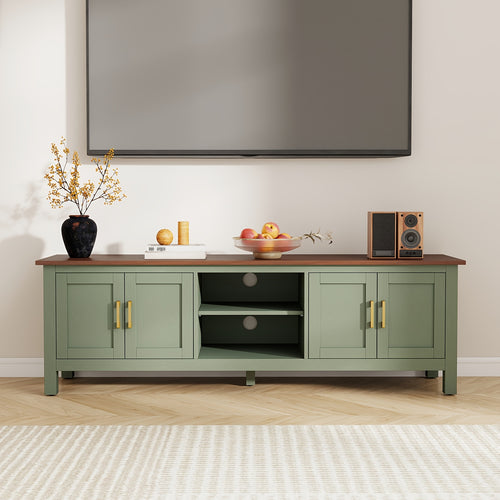 63 Inch TV Stand for TVs Up to 75", Farmhouse Entertainment Center with Storage, Wood TV Console with Cabinet, Under TV Cabinet for Living Room