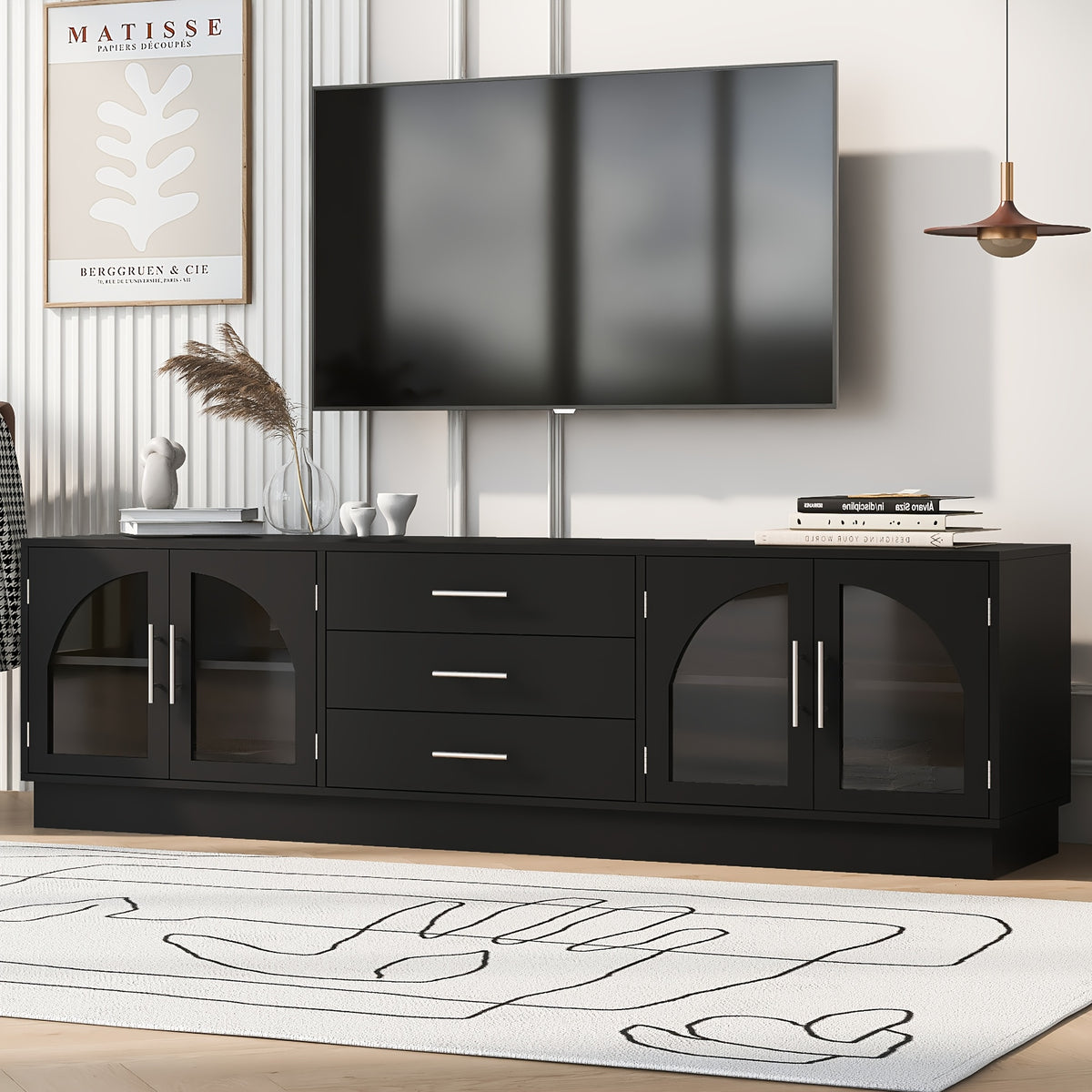 68.9" Modern Minimalist TV Stand for Tvs Up to 75 Inches, Entertainment Center Media Console Cabinet with Adjustable Shelves for Living Room