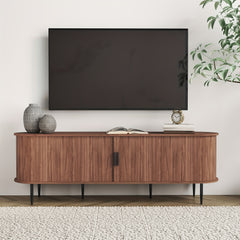 70" Modern TV Stand with Tambour Door for Tvs Up to 80", Entertainment Center with Storage, Fluted Television Consoles for Living Room