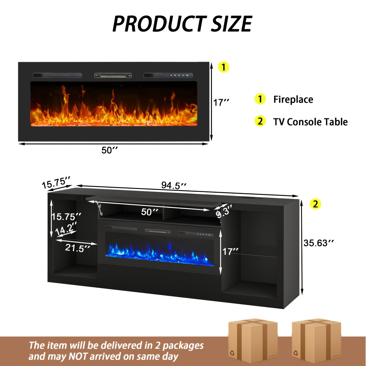 94.5" Black High Gloss TV Stand for Up to 100" TV, RGB LED Gaming Entertainment Media Console with Charging Station, Glass Display Shelves & Storage Cabinets, Modern Living Room TV Cabinet Home Living Space (Fireplace Not Included)