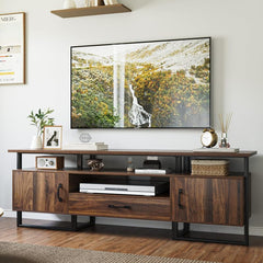 IDEALHOUSE TV Stand for 65 Inch TV, Farmhouse Entertainment Center with Storage Cabinets, Drawer & Open Shelves, TV Console Table for Living Room, Bedroom