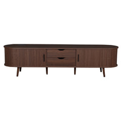 70 Inch Mid Century Modern TV Stand, TV Stand for 80 Inch TV, TV Stand with Tambour Doors, Drawers and Power Outlet, TV Consoles for Living Room, Bedroom