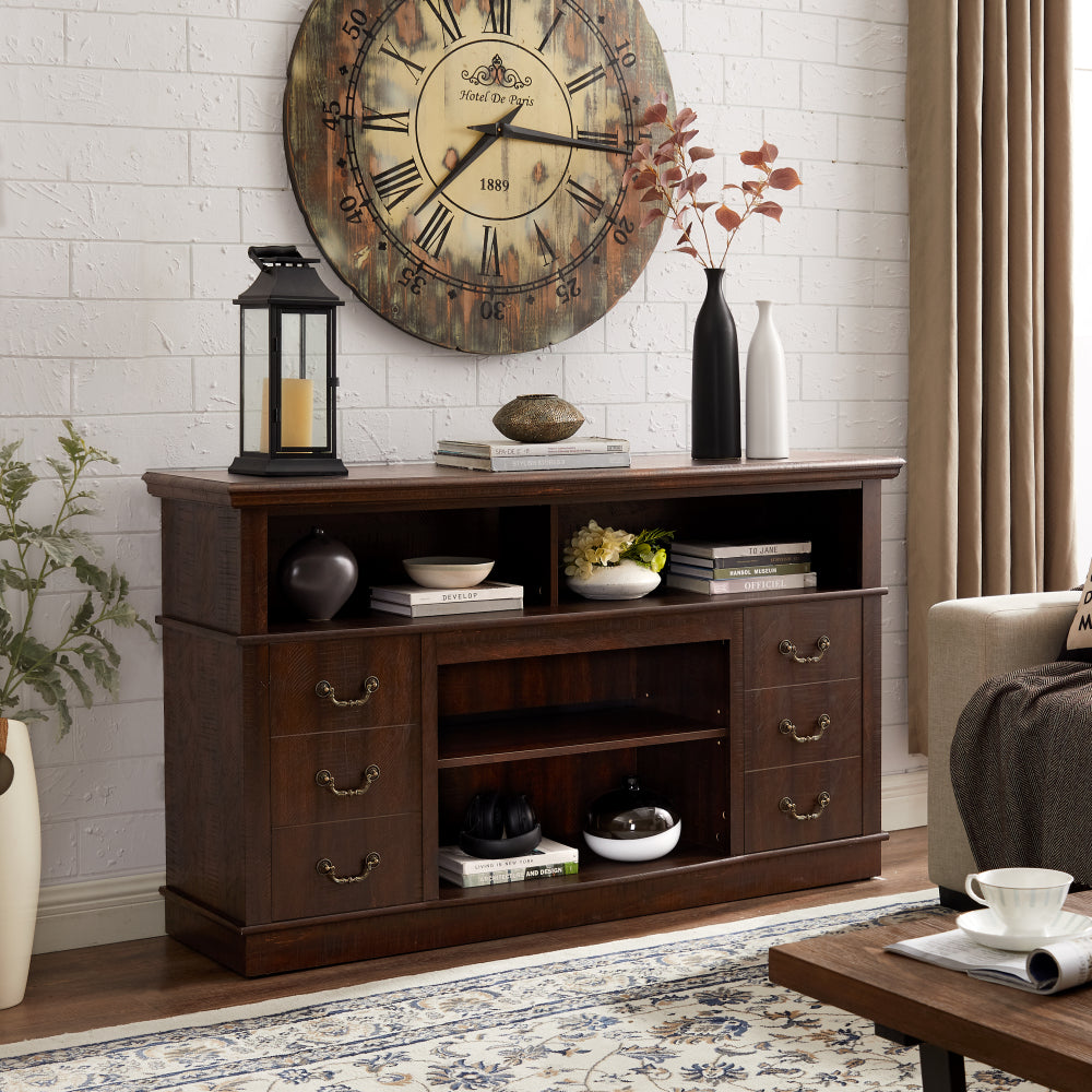 Retro Mid-Century TV Stand for Tvs Up to 65", Entertainment Center with Shelf, Media Console for Living Room, Espresso, 60'W X 15.75'D X 34.25'H