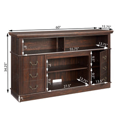 Retro TV Stand with Storage for TVs up to 65'', Mid Century Modern TV Stand & Entertainment Center with Shelf,TV Stand for Media,TV Console Table for Living Room Espresso 60"W*15.75"D*34.25"H