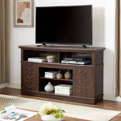 Modern TV Stand Compatible for TVs up to 65'' with Storage Shelf & - Espresso Entertainment Center, Media Console Table for Living Room, Fits for 65-inch TVs and Media Centers (Assembly Required)
