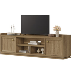 SICOTAS Farmhouse TV Stand for TVs Up to 75", Entertainment Center with Storage Cabinets & Open Shelves, Wood TV Cabinet, Media Console Table for Living Room
