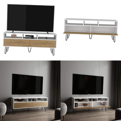 Modern TV Stand with 2 Doors and 3 Adjustable Shelves Designed for Living Room Entertainment Center Features Sturdy 5Leg Base for Stability Compact SpaceSaving Layout Ideal for Cable Management and Secure Device Storage