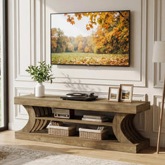 63' Modern TV Stand, C-Shaped 3-Tier Entertainment Center for 55/65/70 Inch TVs
