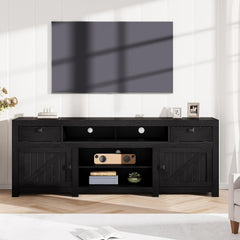70. 1 Inch TV Stand with Doors And Drawers for TVs Under 80 Inch, Modern Entertainment Center, TV Media Cabinet, Multi-Function Organizer with Open Storage Space for Living Room, Bedroom (Antique White/ Gray)