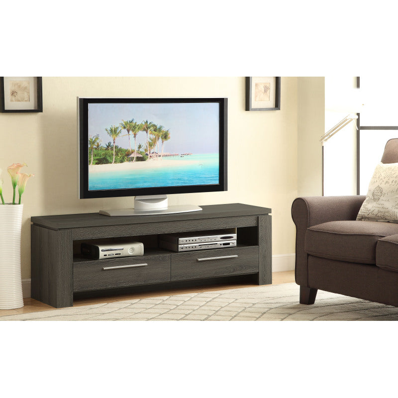 Modern Minimalist TV Stand Console with 2 Drawers - 59-inch Wide Suitable for, Non-Wood, Ample Storage Furniture for Media Devices & Electronics, Assembly (No Wood Components)