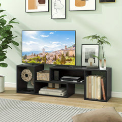 COSTWAY 2pcs Adjustable TV Stand for Tvs Up to 55 Inch, Free Combination Entertainment Center, Modern TV Table with Storage Cubes, Gaming Media TV Console for Living Room, Black/White